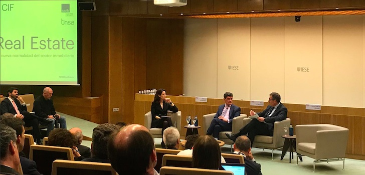 Mesa redonda en la jornada del sector inmobiliario en Iese en enero de 2019. ¿Fin de ciclo? Savills, Colonial y Aliseda están convencidos de que no
